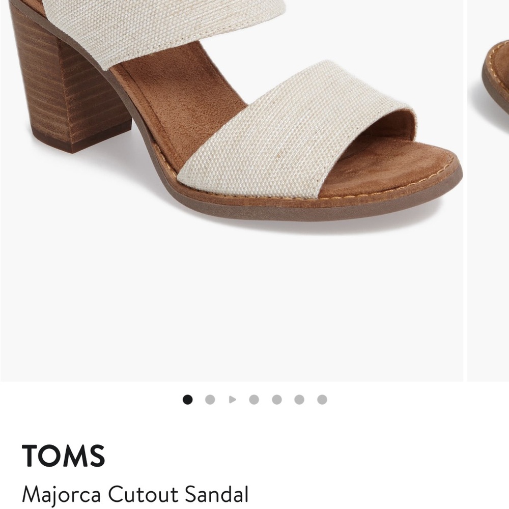 NWT Toms Cream Sandals with Cutout Design and Wooden Heel